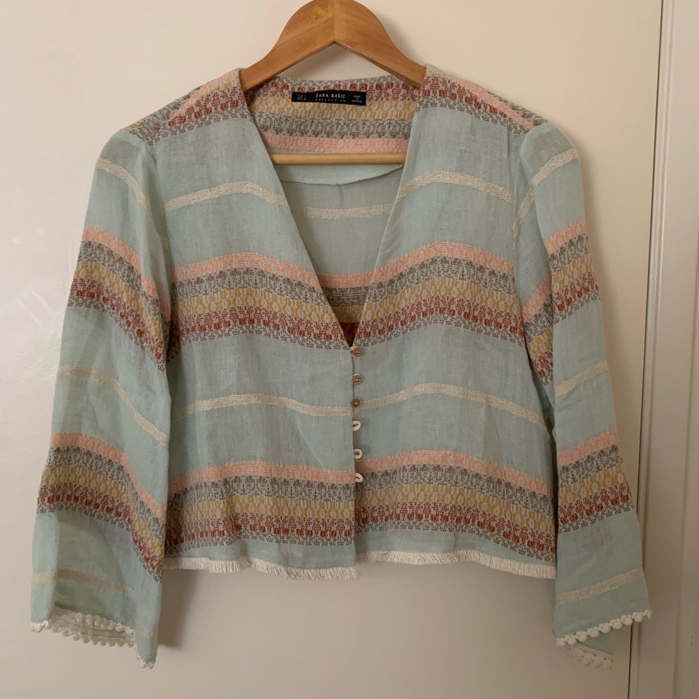 ZARA woven bohemian button-down top